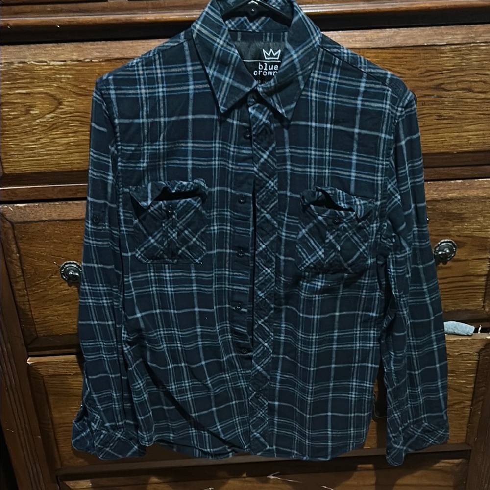 Men's Black Plaid Casual Button Down Shirt